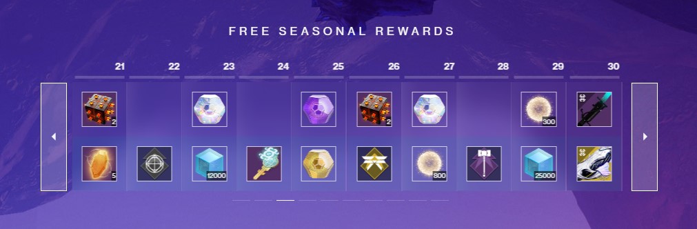 Season 21 Rank 21 – 30 Rewards Destiny 2