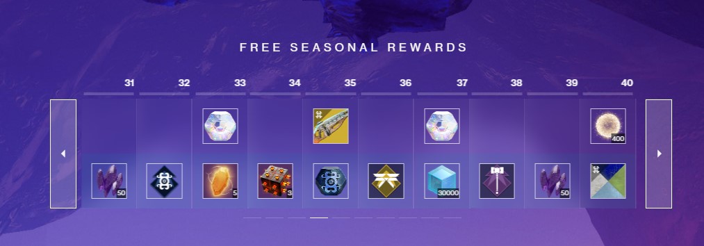 Season 21 Rank 31 – 40 Rewards Destiny 2