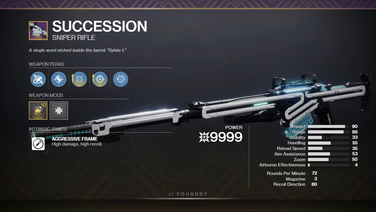 Succession PVP God Roll