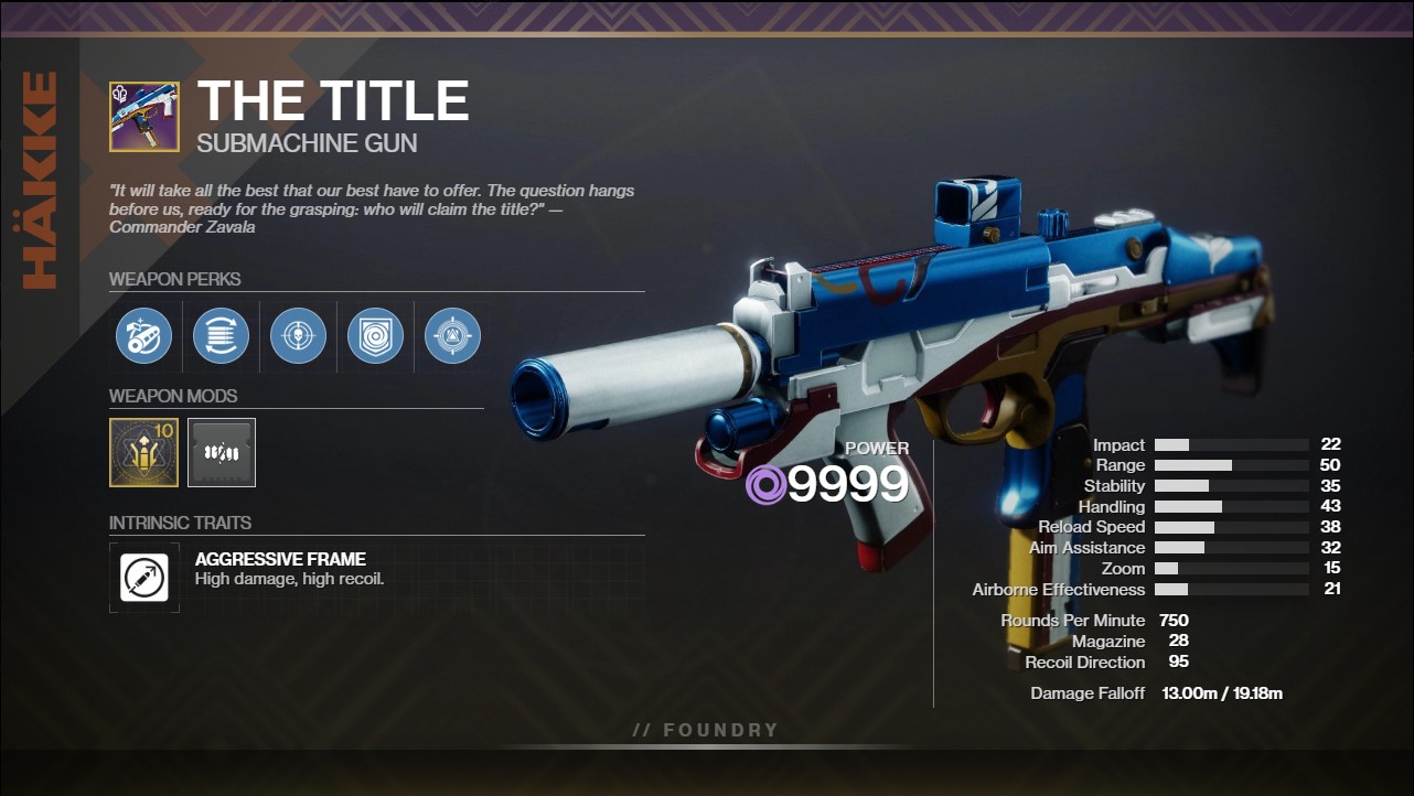 The Title PVE God Roll Deltia's Gaming