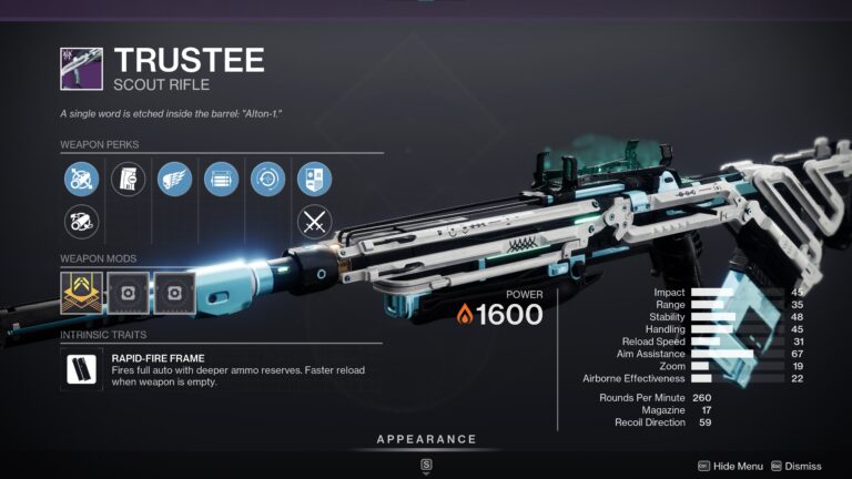 Trustee Solar Rapid-Fire Frame Scout Rifle