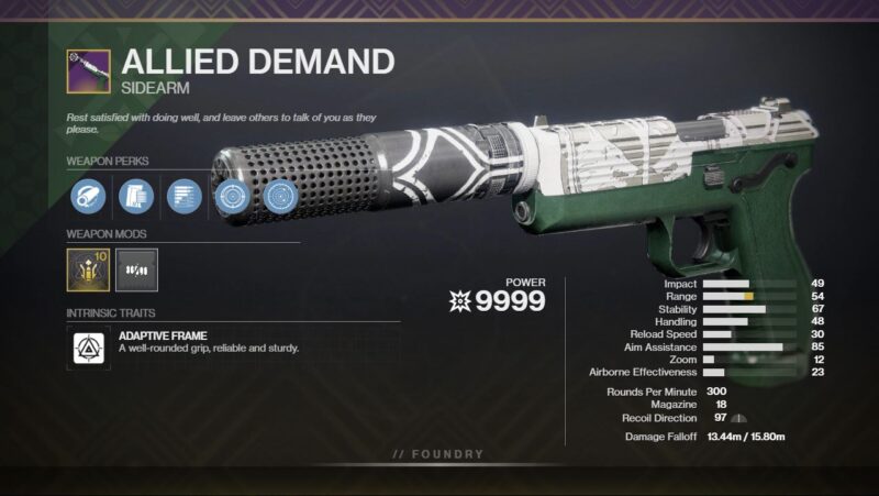 Allied Demand PvE God Roll