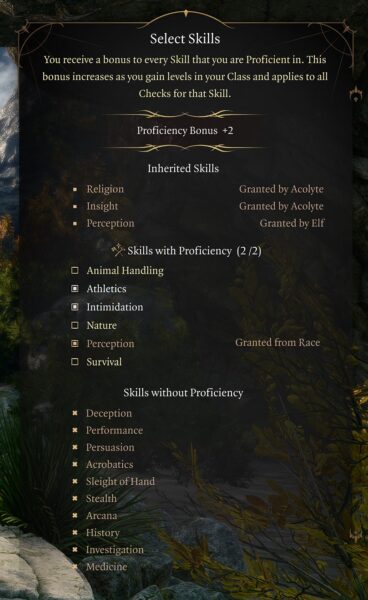 Baldurs Gate 3 Proficiencies and Skills Character Creation