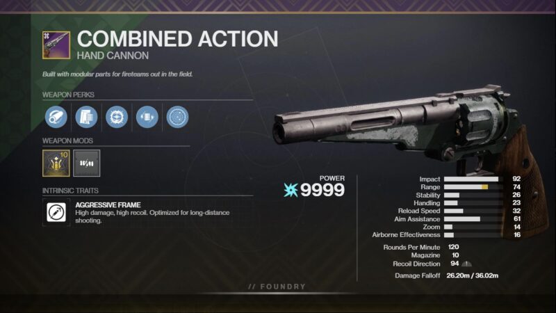 Destiny 2 Combined Action PvE God Roll