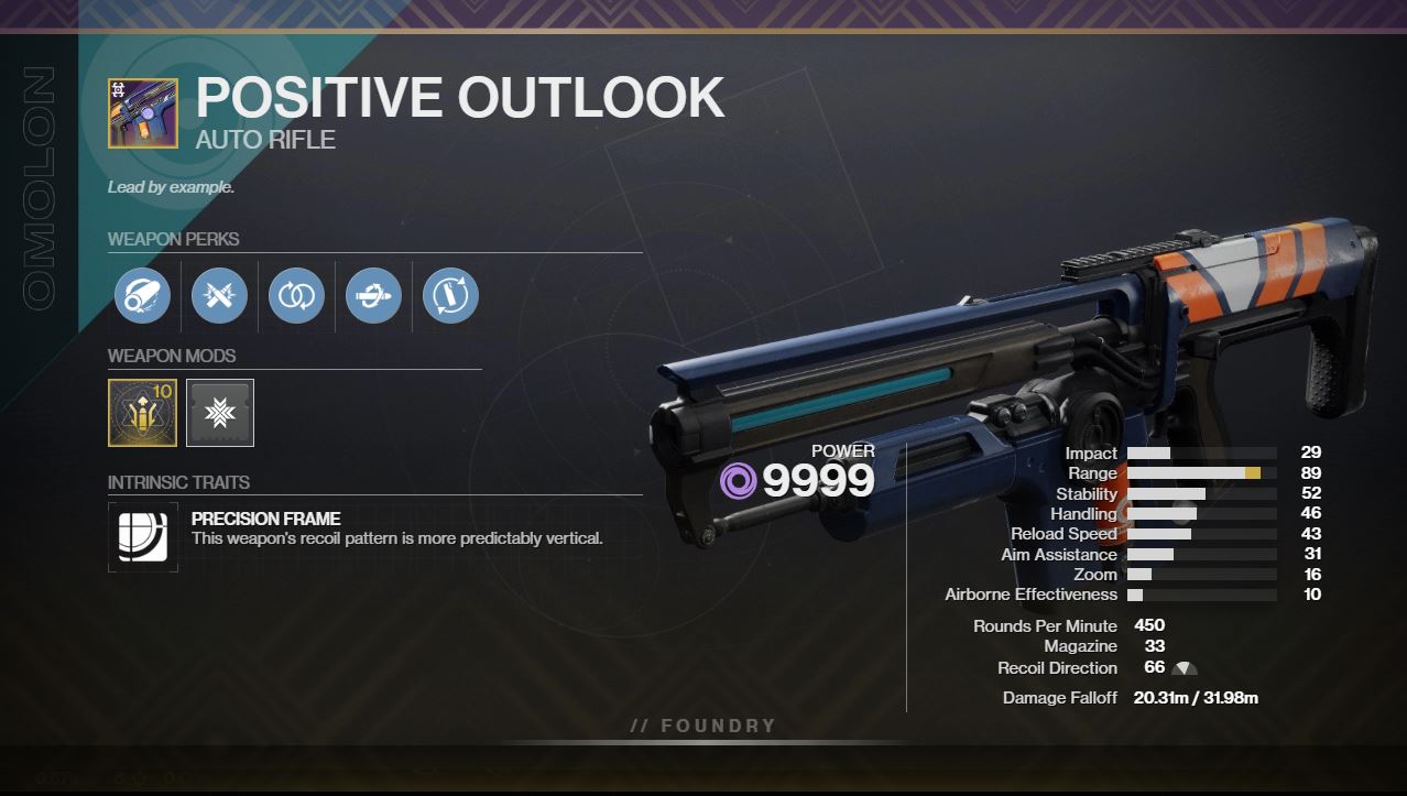 Positive Outlook PvP God Roll