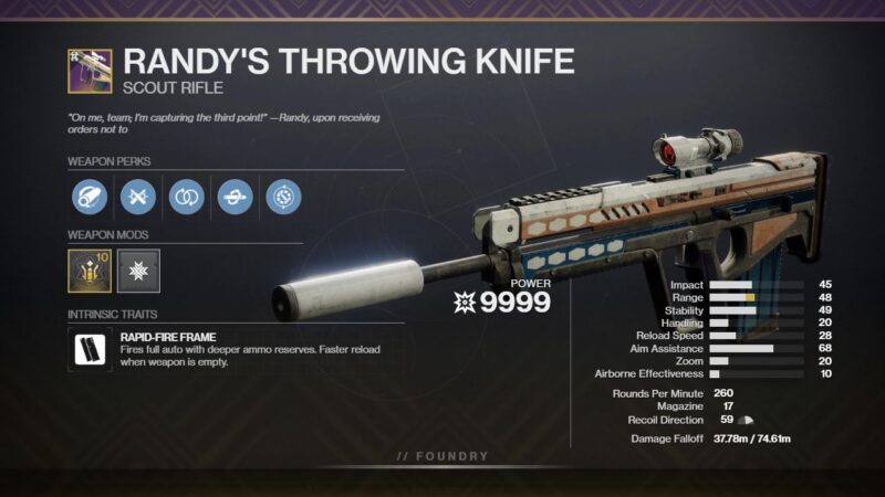 Randy's Throwing Knife PvP God Roll