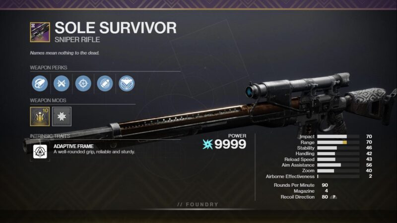 Sole Survivor PvP God Roll