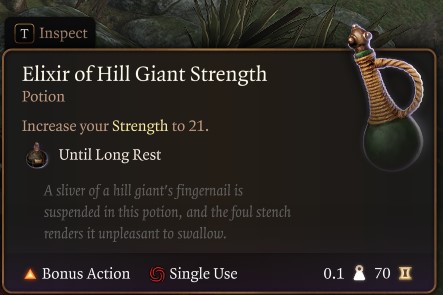 Baldur's Gate 3 Elixir of Hill Giant Strength