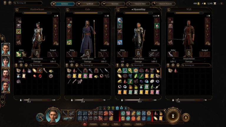 Baldur's Gate 3 Party Inventory example