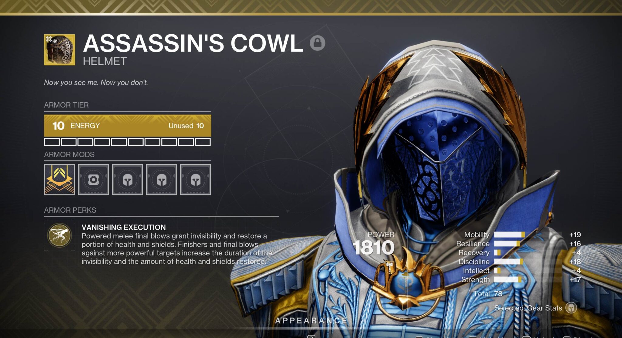 Destiny 2 Assassin's Cowl Exotic Armro Deltia's Gaming