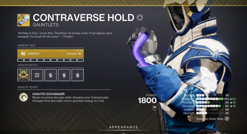 D2 Contraverse Hold Exotic Armor