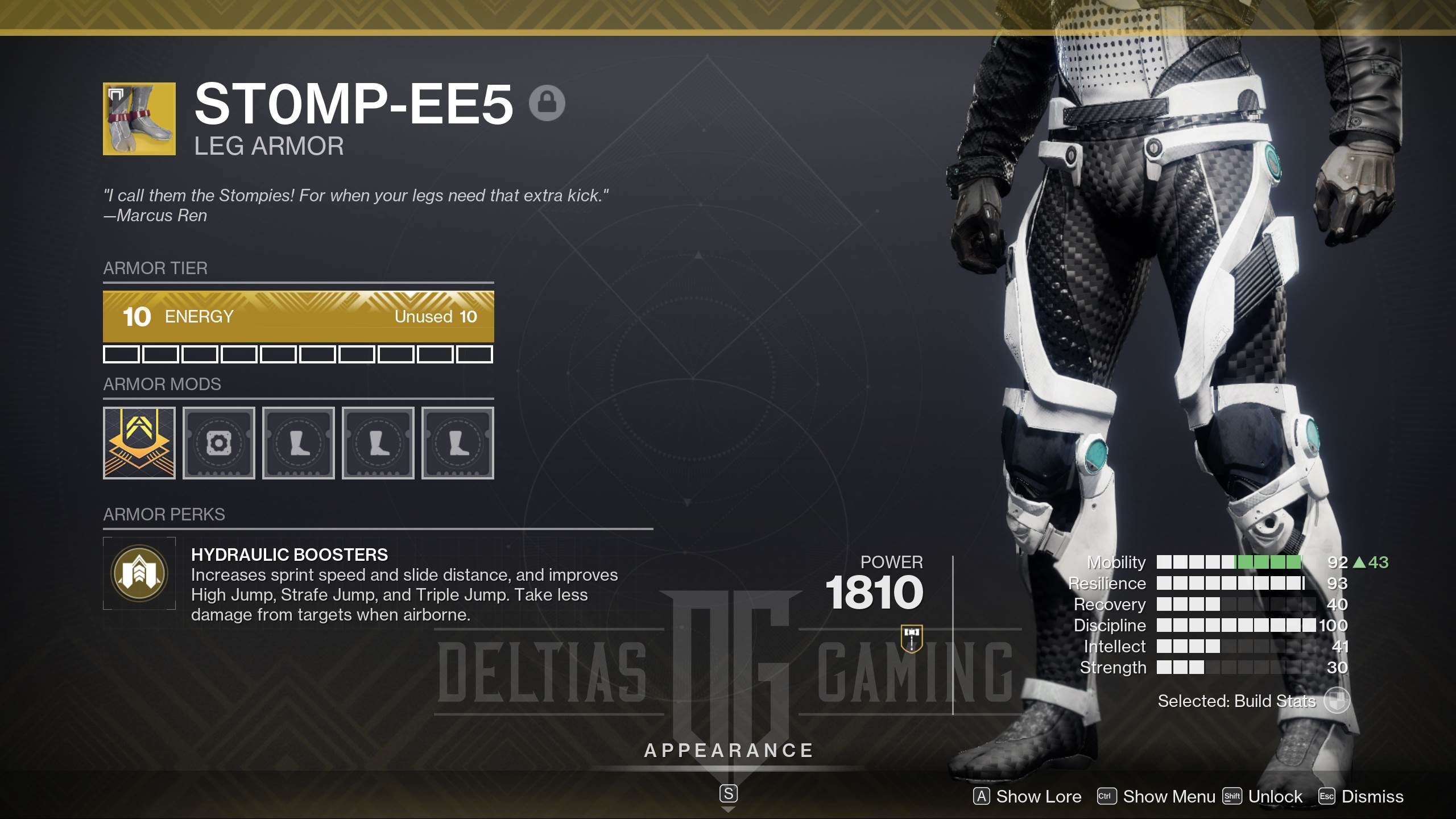D2 Stompees Exotic Hunter Armor
