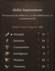 BG3 Ability Improvement 20 Strength