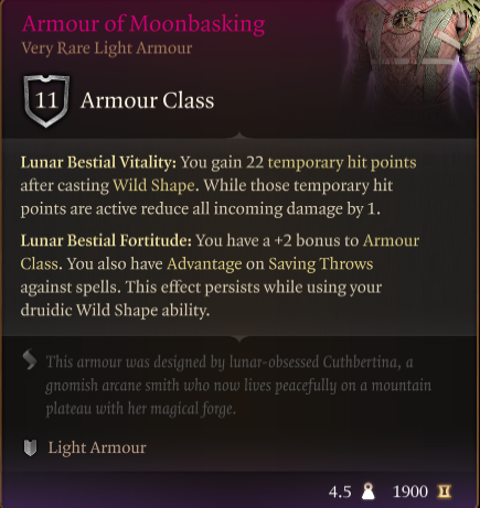 BG3 Armour of Moonbasking