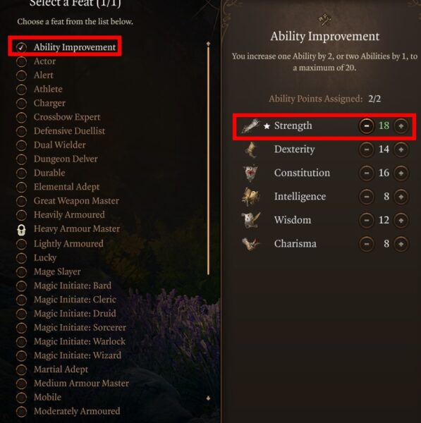 BG3 Barbarian Ability Improvement Strength 18