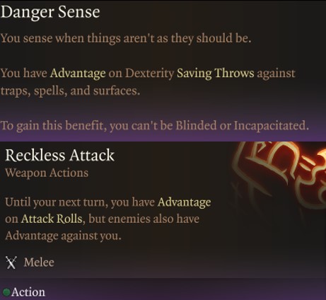 Baldur's Gate 3 Barbarian Level 2 Features