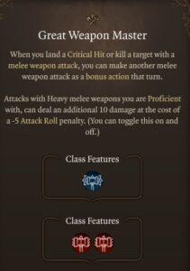 BG3 Great Weapon Master Feat