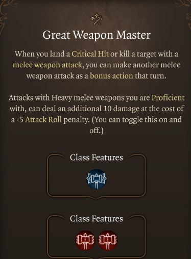 Baldur's Gate 3 Great Weapon Master