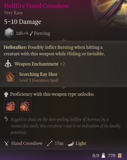 Baldur's Gate 3 Hellfire Handcrossbow