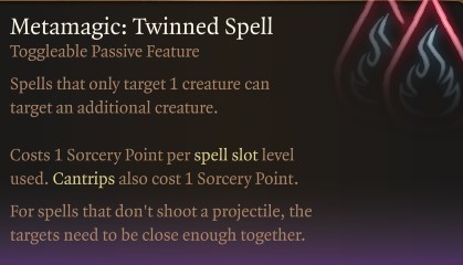 BG3 Metamagic Twinned Spell