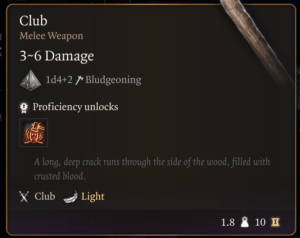 Baldur's Gate 3 Club Weapon