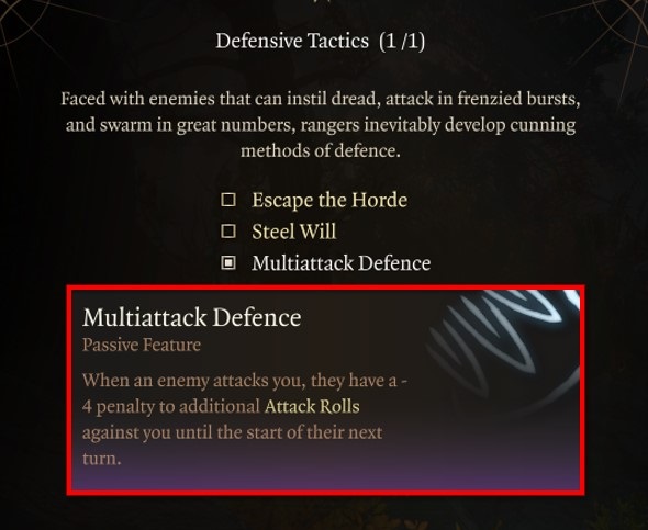 Baldur's Gate 3 Defensive Tactics Multiattack Defence
