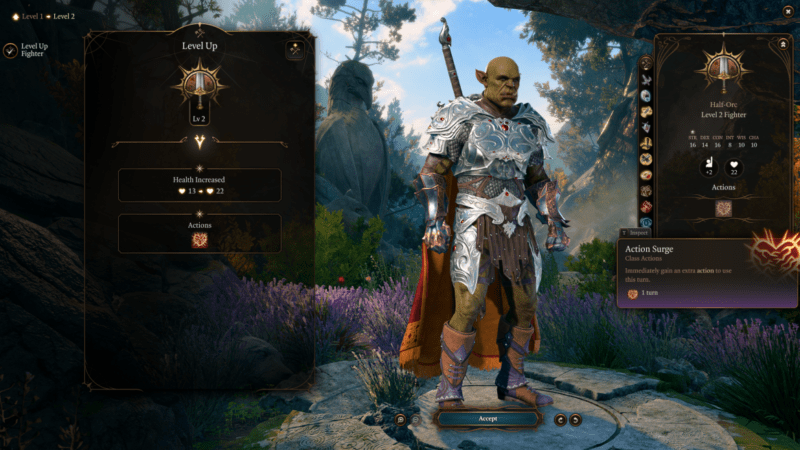Baldur’s Gate 3 Fighter Level 2 Progression