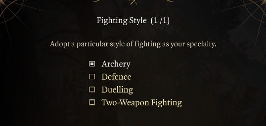 Baldur's Gate 3 Fighting Style Archery