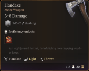 Baldur's Gate 3 Handaxe Melee Weapon