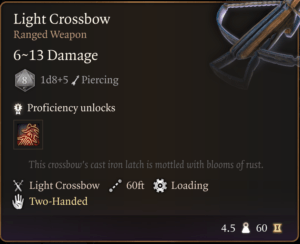 Baldur's Gate 3 Light Crossbow Ranged Weapon