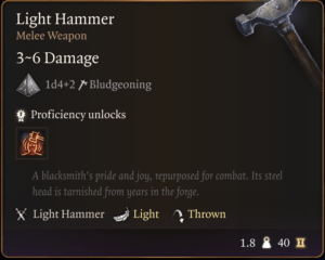 Baldur's Gate 3 Light Hammer Melee Weapon