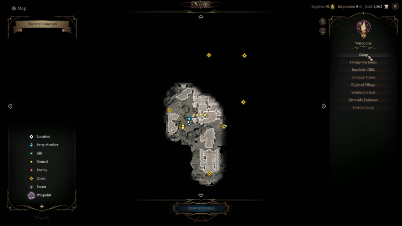 Baldur's Gate 3 Map screen example