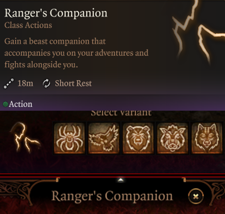 Baldur's Gate 3 - Ranger Beast Master Level 7 Companion