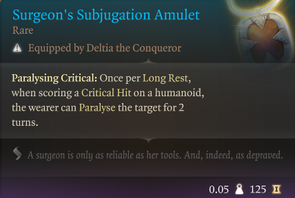 Baldur's Gate 3 Surgeon's Subjugation Amulet