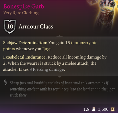 Bonespike Garb BG3