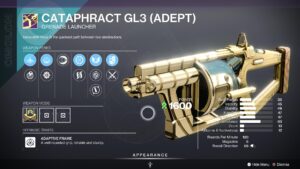 Destiny 2 Cataphract GL3 Grenade Launcher (Adept)