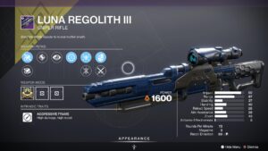 Destiny 2 Luna Regolith III Sniper Rifle