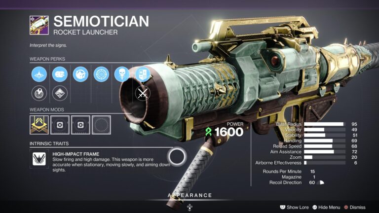 Destiny 2 Semiotician Rocket Launcher