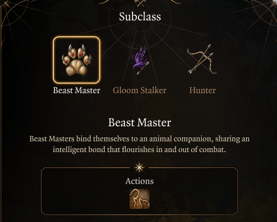 Ranger Beast Master Subclass Level 3 - Baldur’s Gate 3