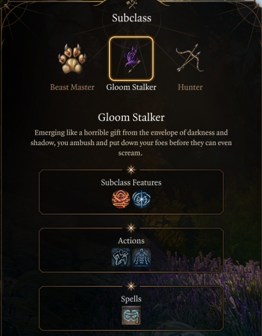 Ranger Gloom Stalker Subclass Level 3 - Baldur’s Gate 3
