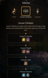 Rogue Arcane Trickster Subclass Level 3 - Baldur’s Gate 3