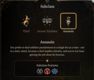 Rogue Assassin Subclass Level 3 - Baldur’s Gate 3