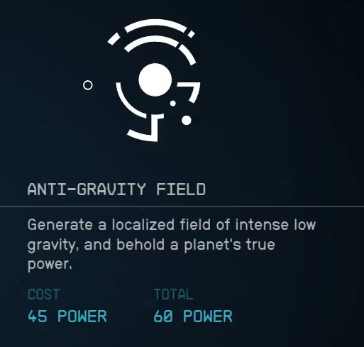 Starfield Anti-Gravity Field Power
