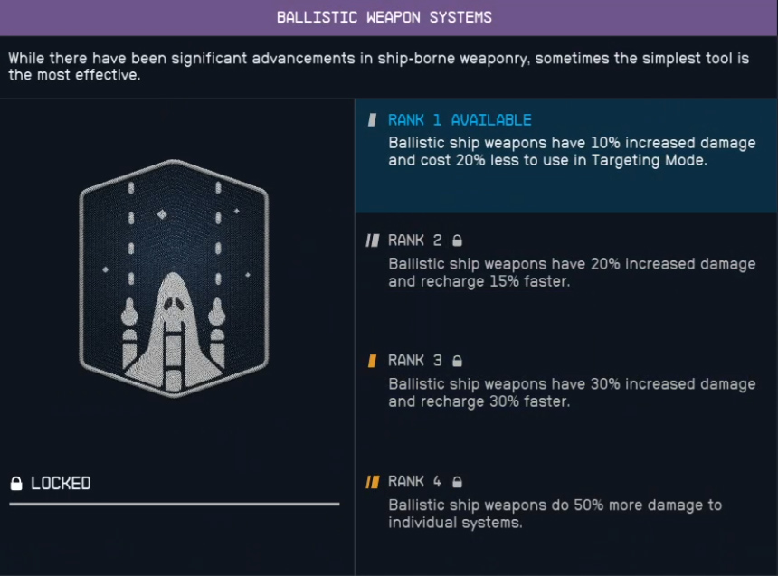 Starfield Ballistic Weapon Systems Skill
