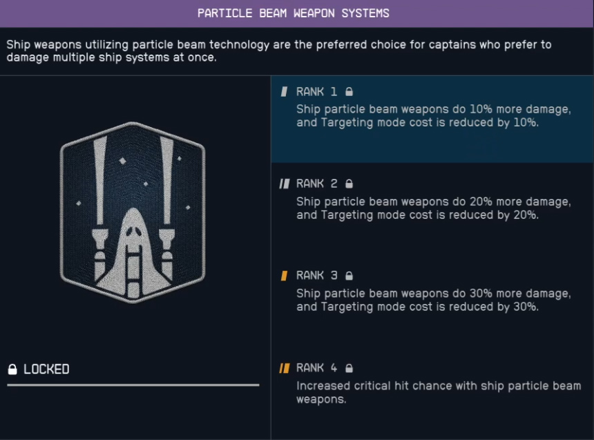 Starfield Particle Beam Weapons Systems Skill