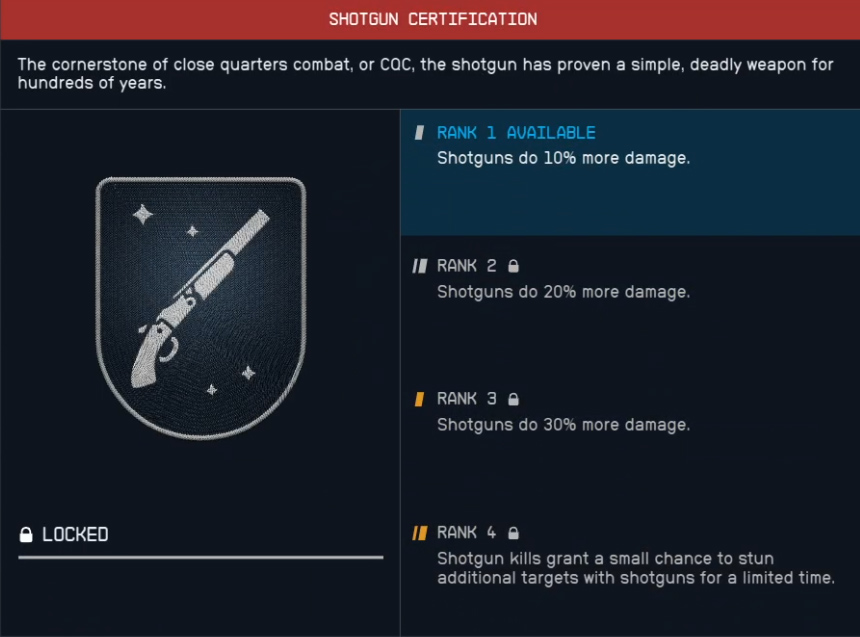 Starfield Shotgun Certification Skill
