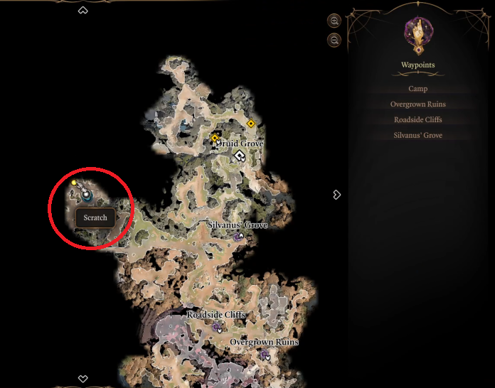 Where to find Scratch, the Pet Dog in Baldur's Gate 3 - Map Location