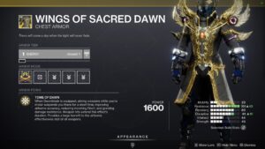 Wings of Sacred Dawn Exotic Changes
