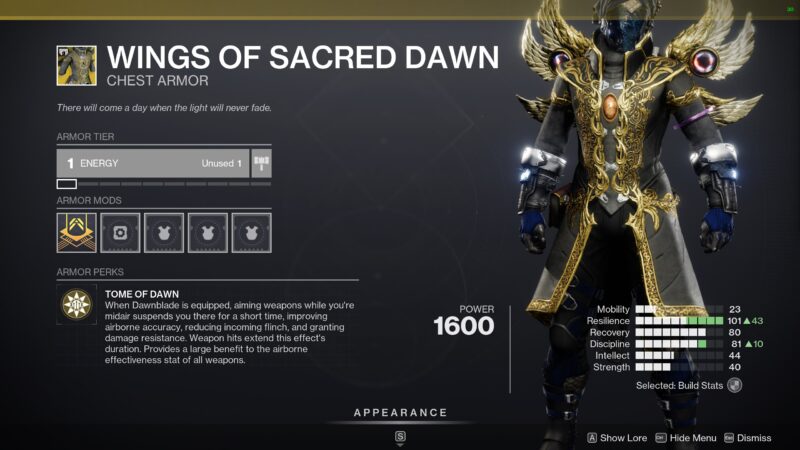 Wings of Sacred Dawn Exotic Armor