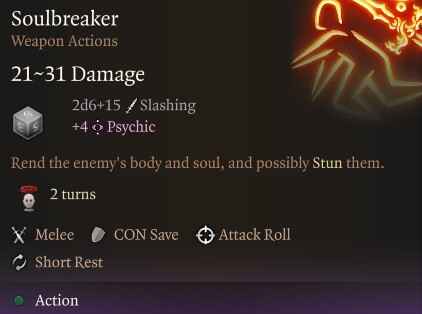 BG3 Soulbreaker Weapon Action